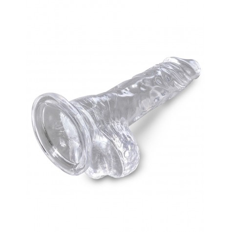 Прозрачный фаллоимитатор King Cock Clear 4" Cock with Balls - 12,7 см.