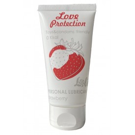 Лубрикант на водной основе с ароматом клубники Love Protection Strawberry - 50 мл.