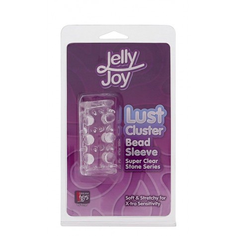 Прозрачная насадка на пенис с шипами и бугорками JELLY JOY LUST CLUSTER CLEAR